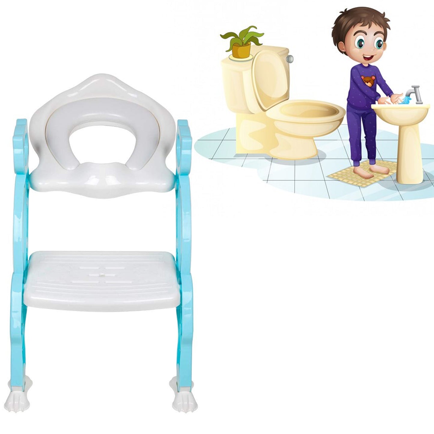 2 In 1 Potty Training Toilet Seat With Step Stool Ladder For Boy And Girl Baby Toddlers